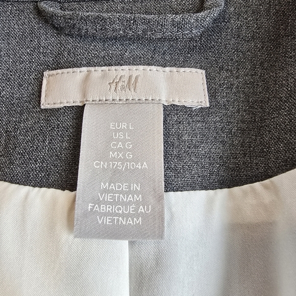 H&M Gray Single Breasted Button Blazer Suit Jacket L - Picture 5 of 7